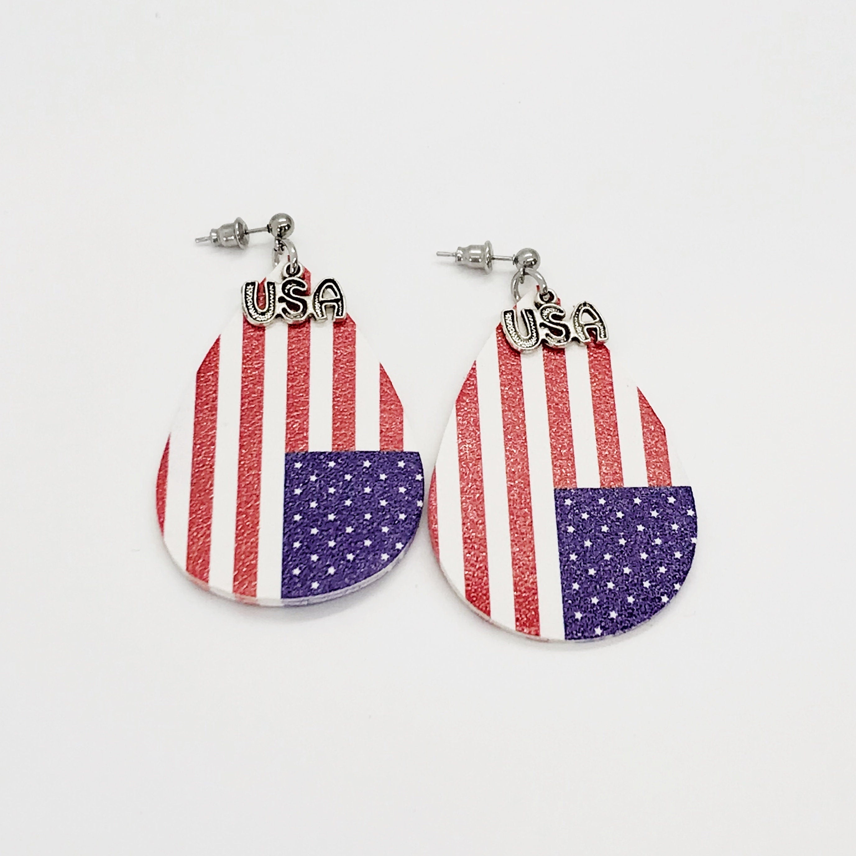 Flag Earrings, USA Earrings, 4th of July Jewelry, Patriotic Earrings, Flag Jewelry, Patriotic Jewelry